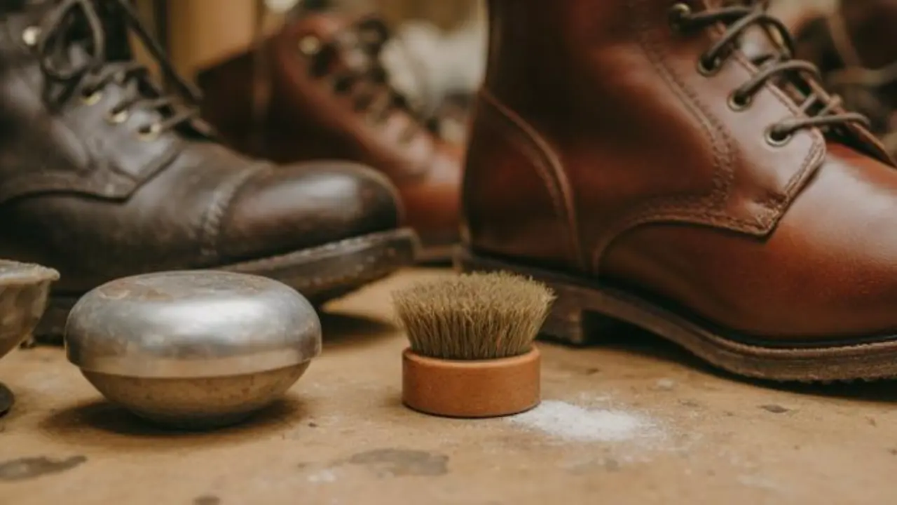 cleaning dirty work boots after a muddy jobsite shift