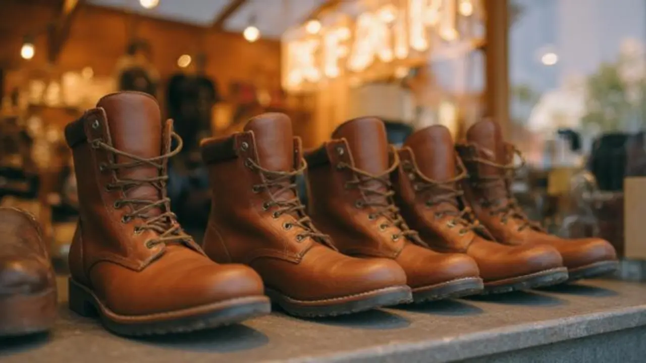 worker comparing places to buy work boots online and in store